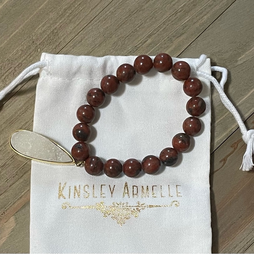Kinsley Armelle Beaded Bracelet with Gold and White Stone Charm